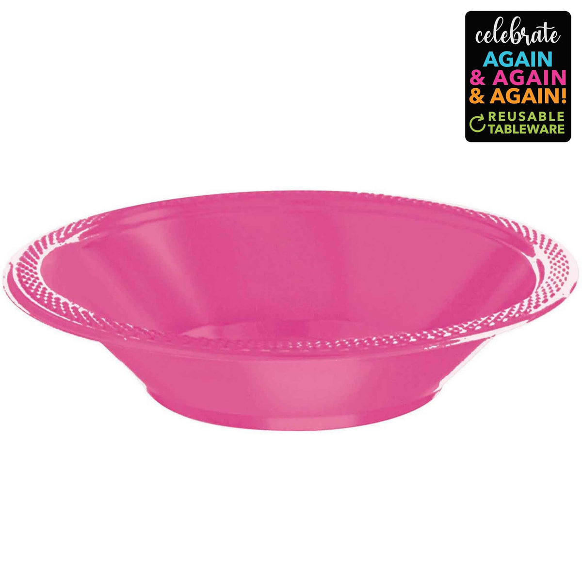Premium Plastic Bowls 355ml 20 Pack Bright Pink