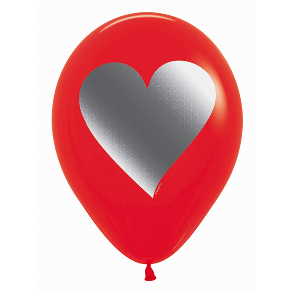 Sempertex 30cm Metalink Hearts Fashion Red Latex Balloons 12PK