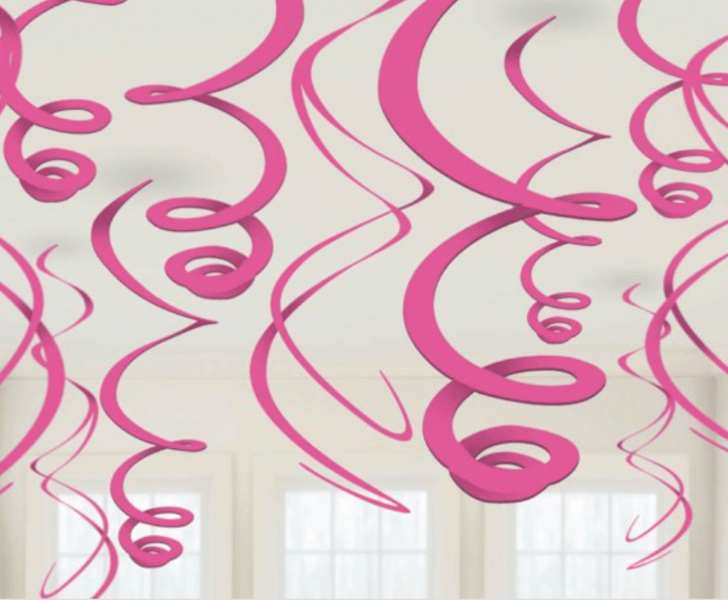 Plastic Swirl Decorations - Bright Pink