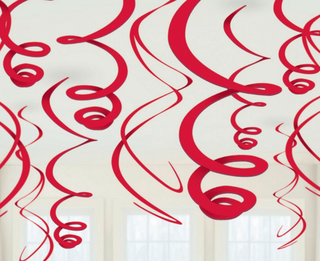 Plastic Swirl Decorations - Red