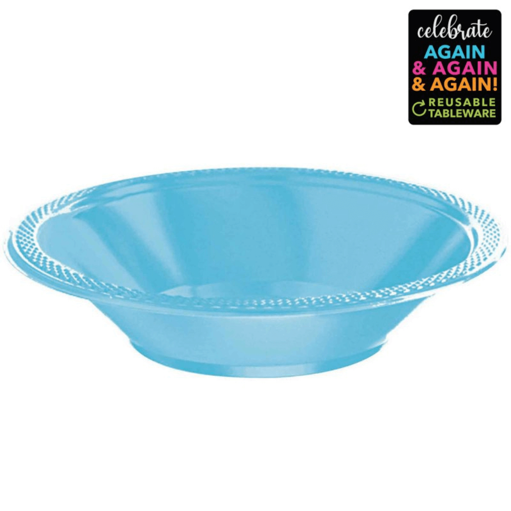Premium Plastic Bowls 355ml 20 Pack Caribbean Blue