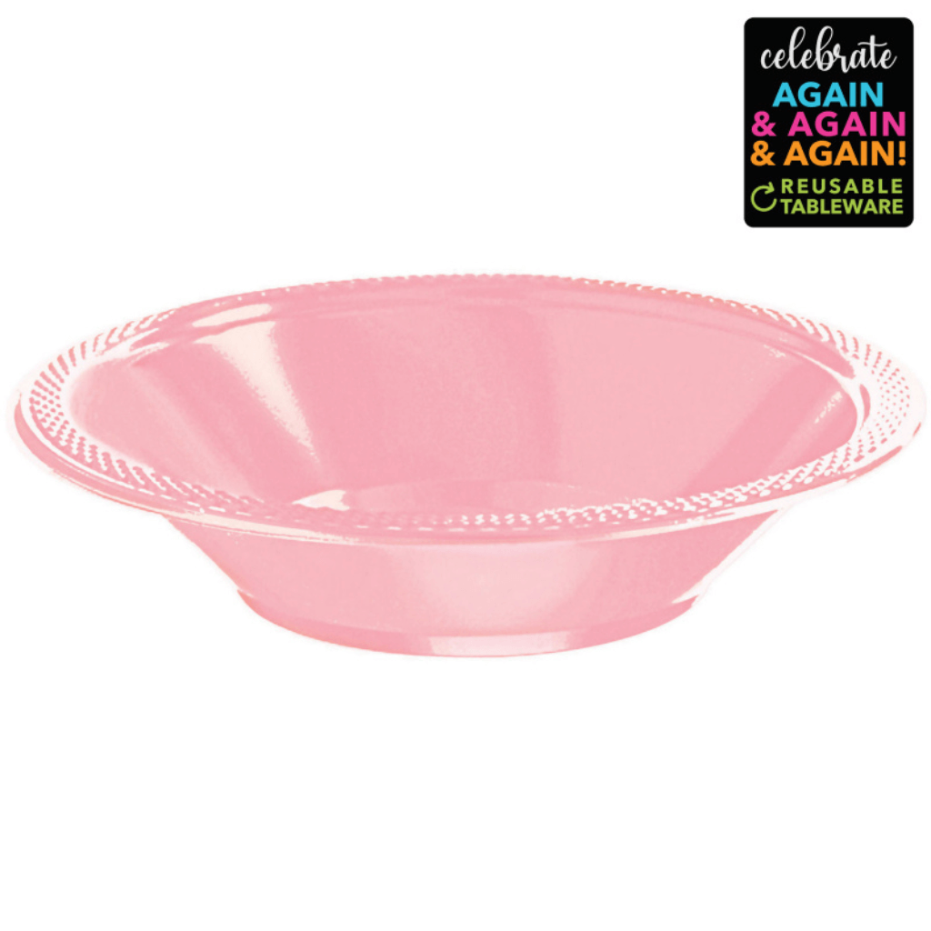 Premium Plastic Bowls 355ml 20 Pack Pink