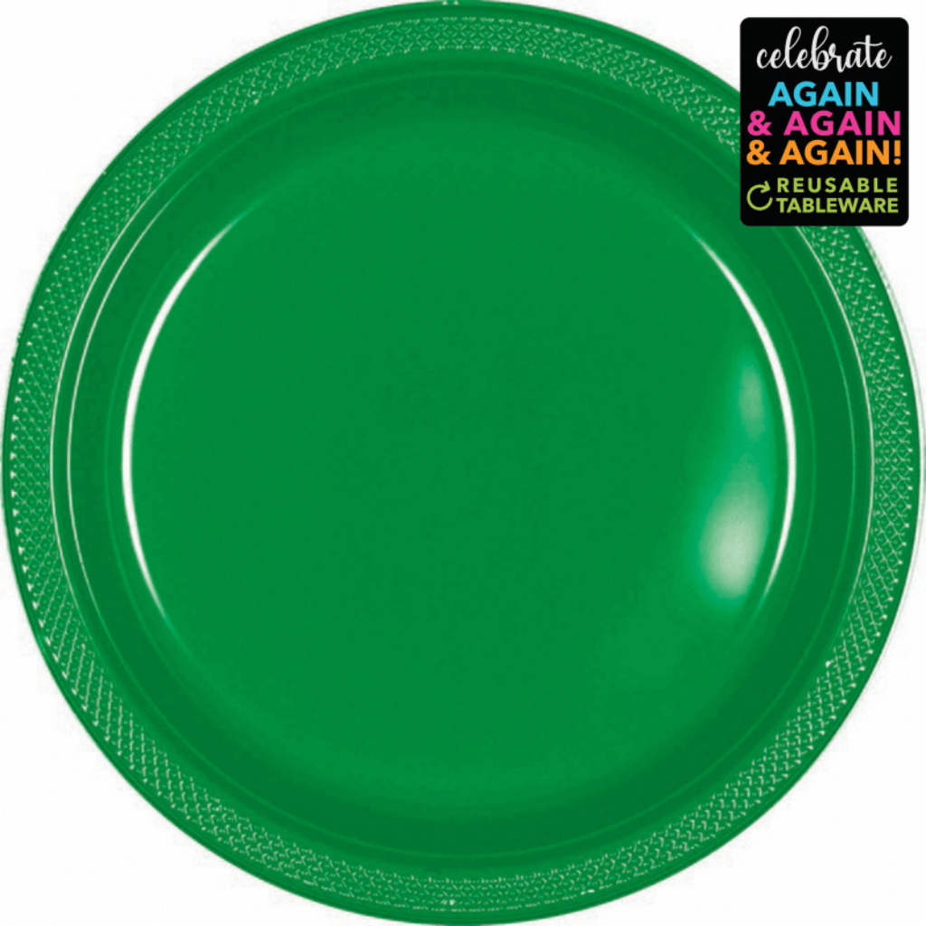 Premium Plastic Plates 17cm 20 Pack Festive Green