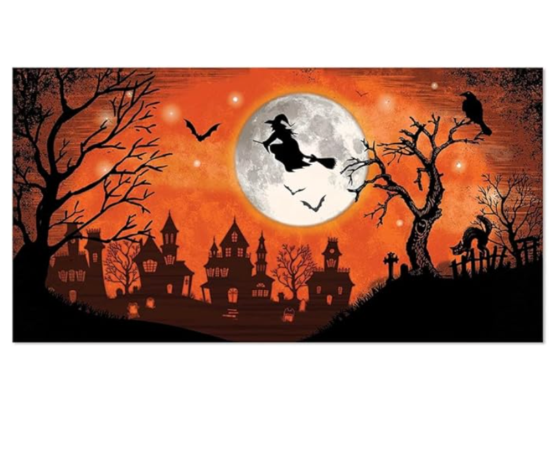 Halloween Classic Orange & Black Witch Scene Setter