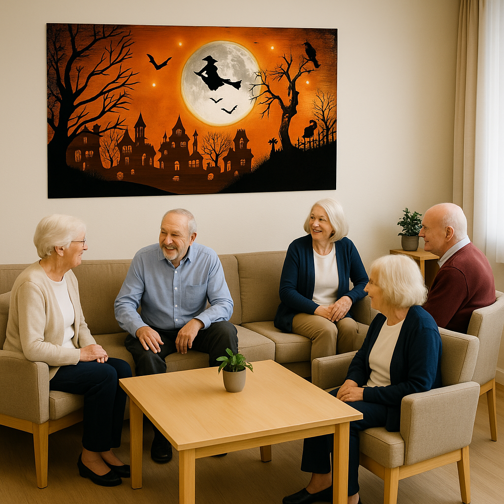 Halloween Classic Orange & Black Witch Scene Setter