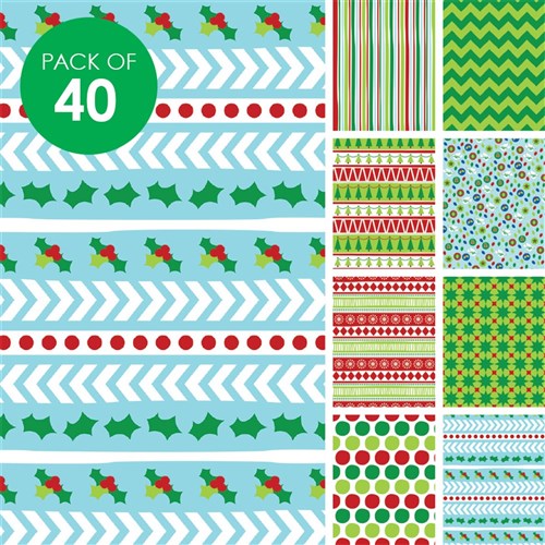 Christmas Craft Paper - Traditional - Pack of 40
