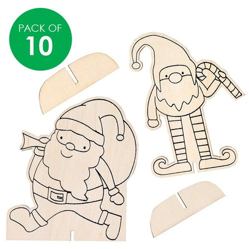 3D Wooden Christmas Characters - Pack of 10