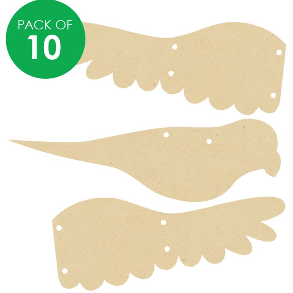 3D Wooden Flying Birds - Pack of 10 - Senior Style