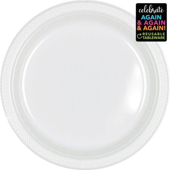 Premium Plastic Plates 23cm 20 Pack Frosty White