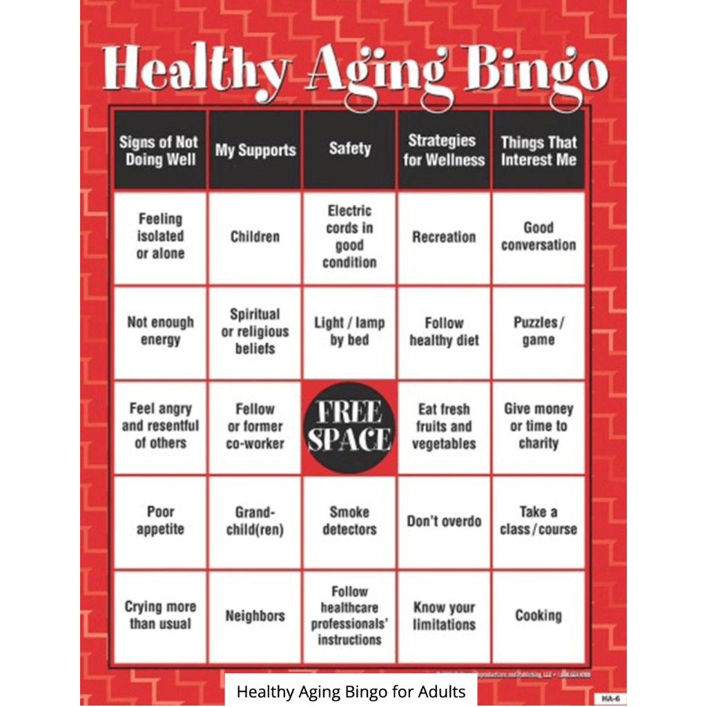 Adult Bingo Game Cards - Healthy Ageing