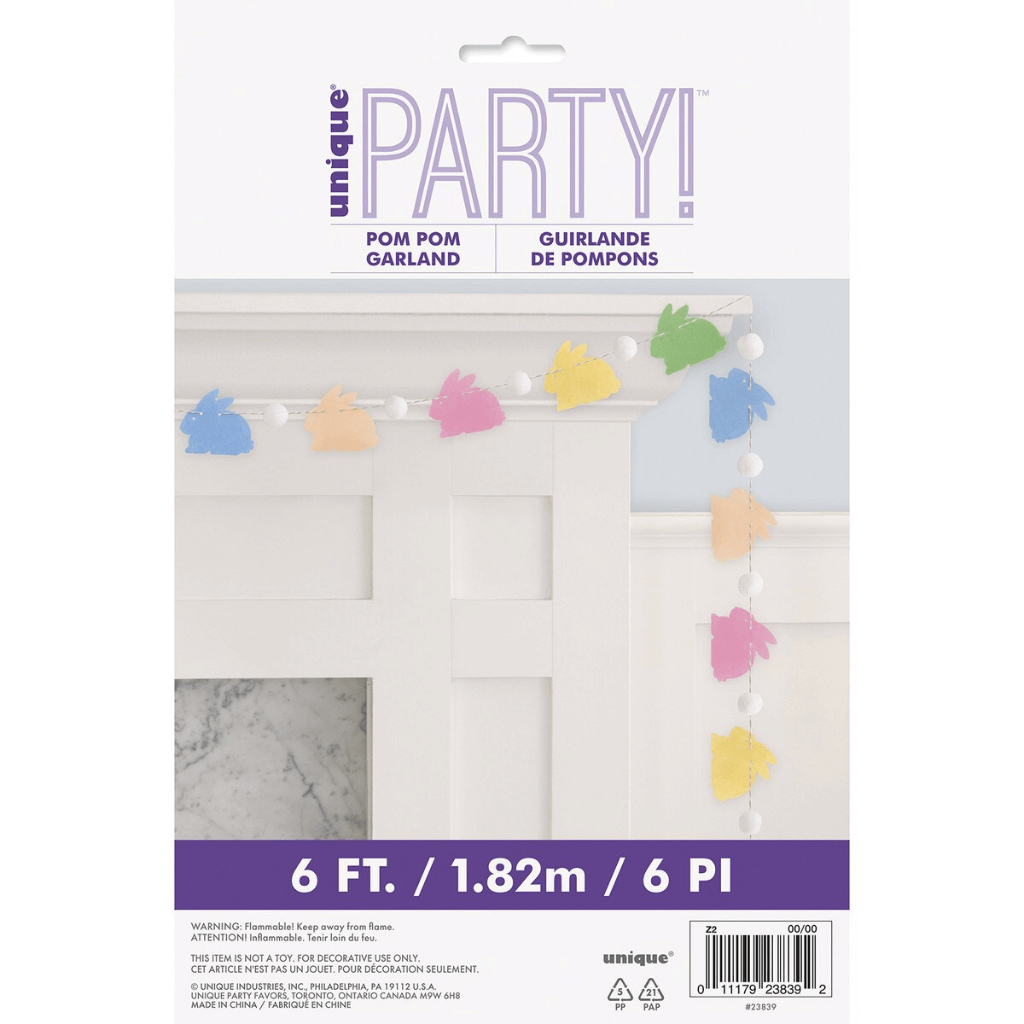 Bunny and Pom Poms Felt Garland