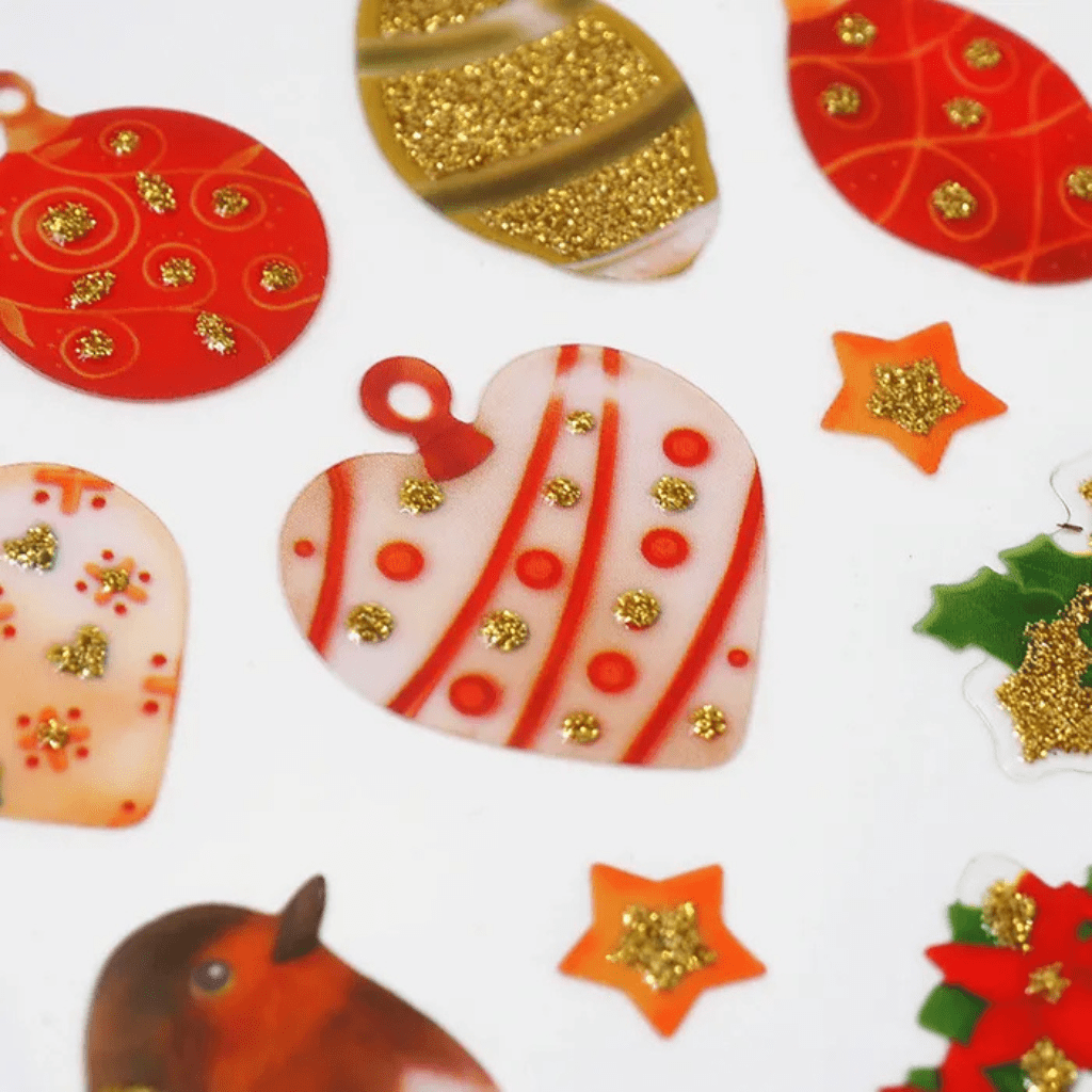 Christmas Glitter Stickers - Baubles Mix
