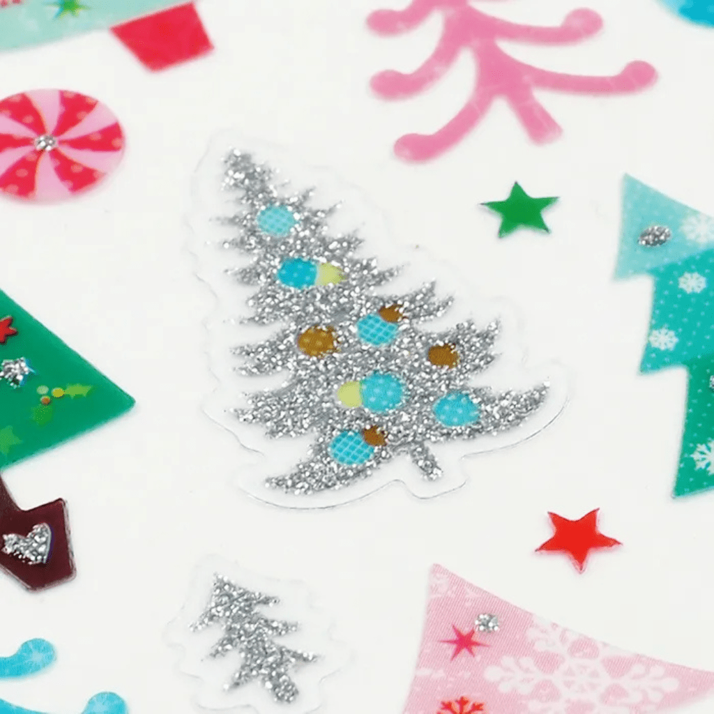 Christmas Glitter Stickers - Pastel Trees