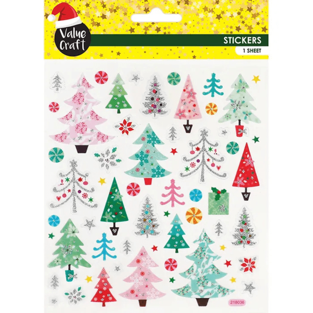 Christmas Glitter Stickers - Pastel Trees