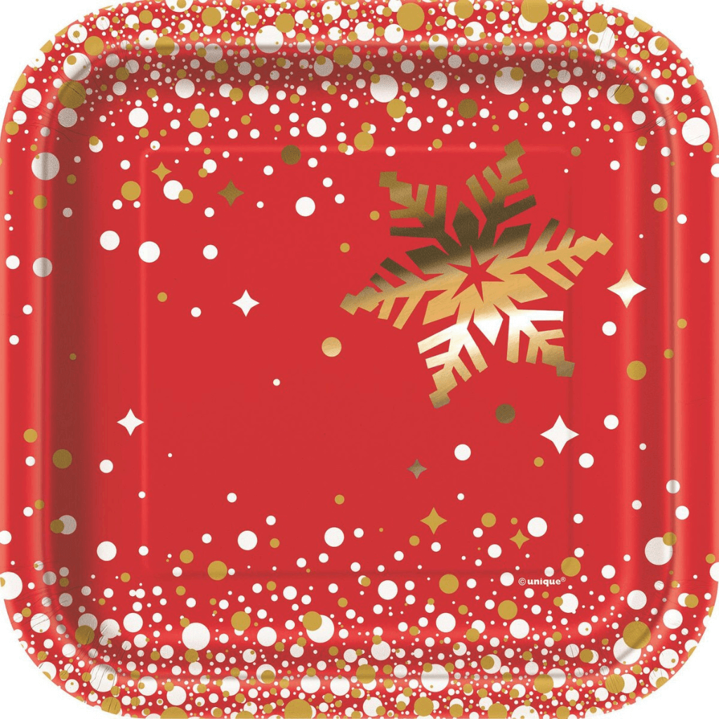 Christmas Gold Sparkle 18cm Foil-Stamped Paper Plates