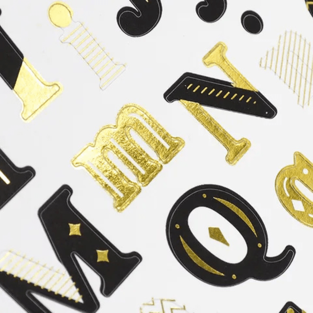 Craft Stickers Black and Gold Foil Letters