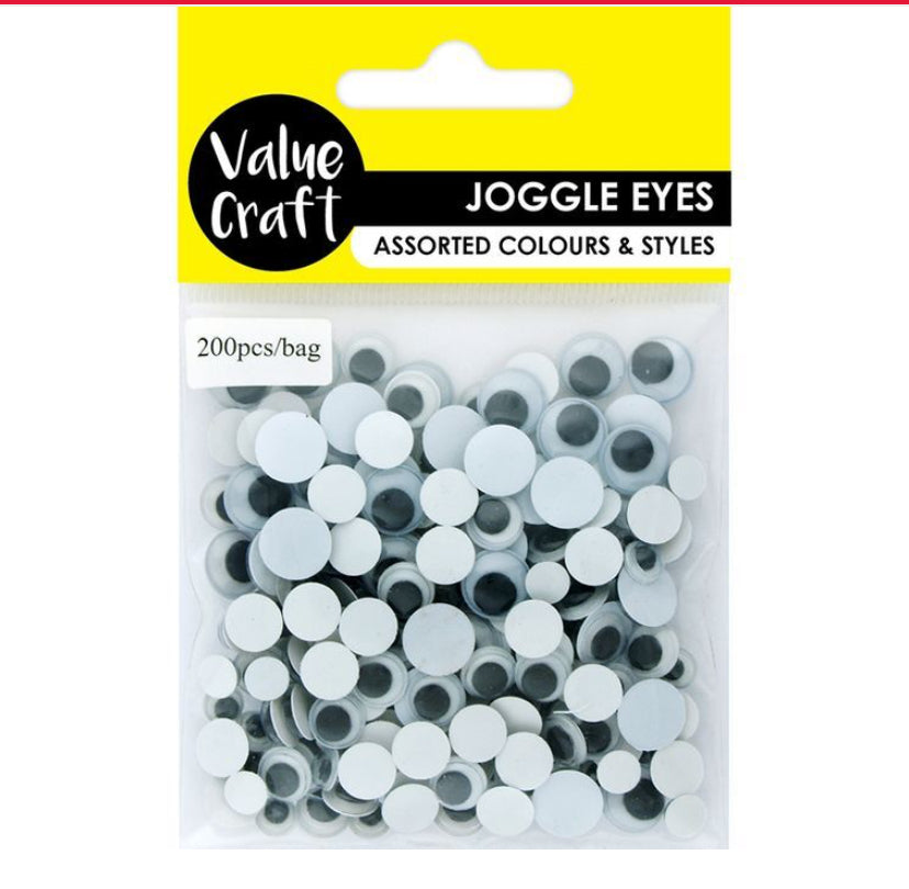 Wiggle Eyes Black Pack of 200 - Assorted Sizes