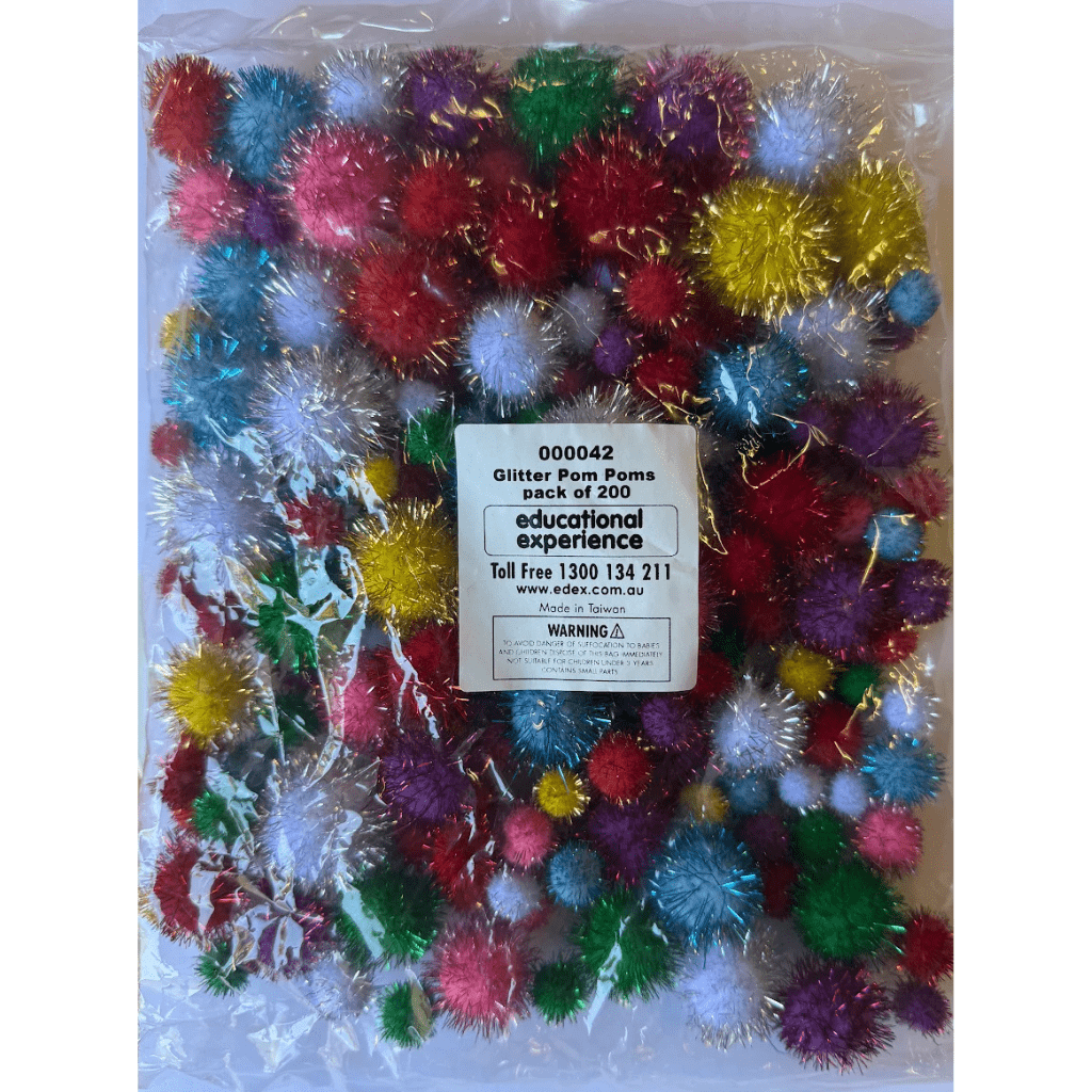 Glitter Pom Poms Pack of 200