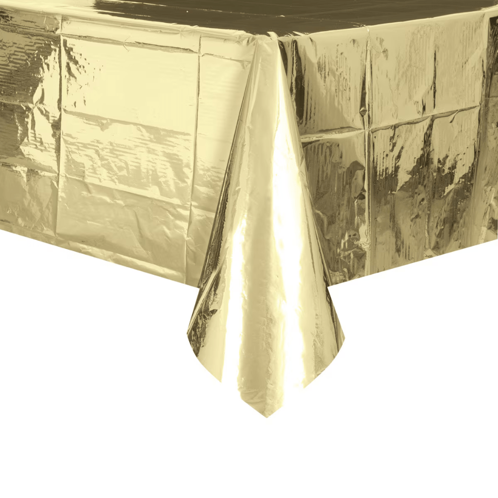Metallic Gold Foil Plastic Rectangular Tablecover
