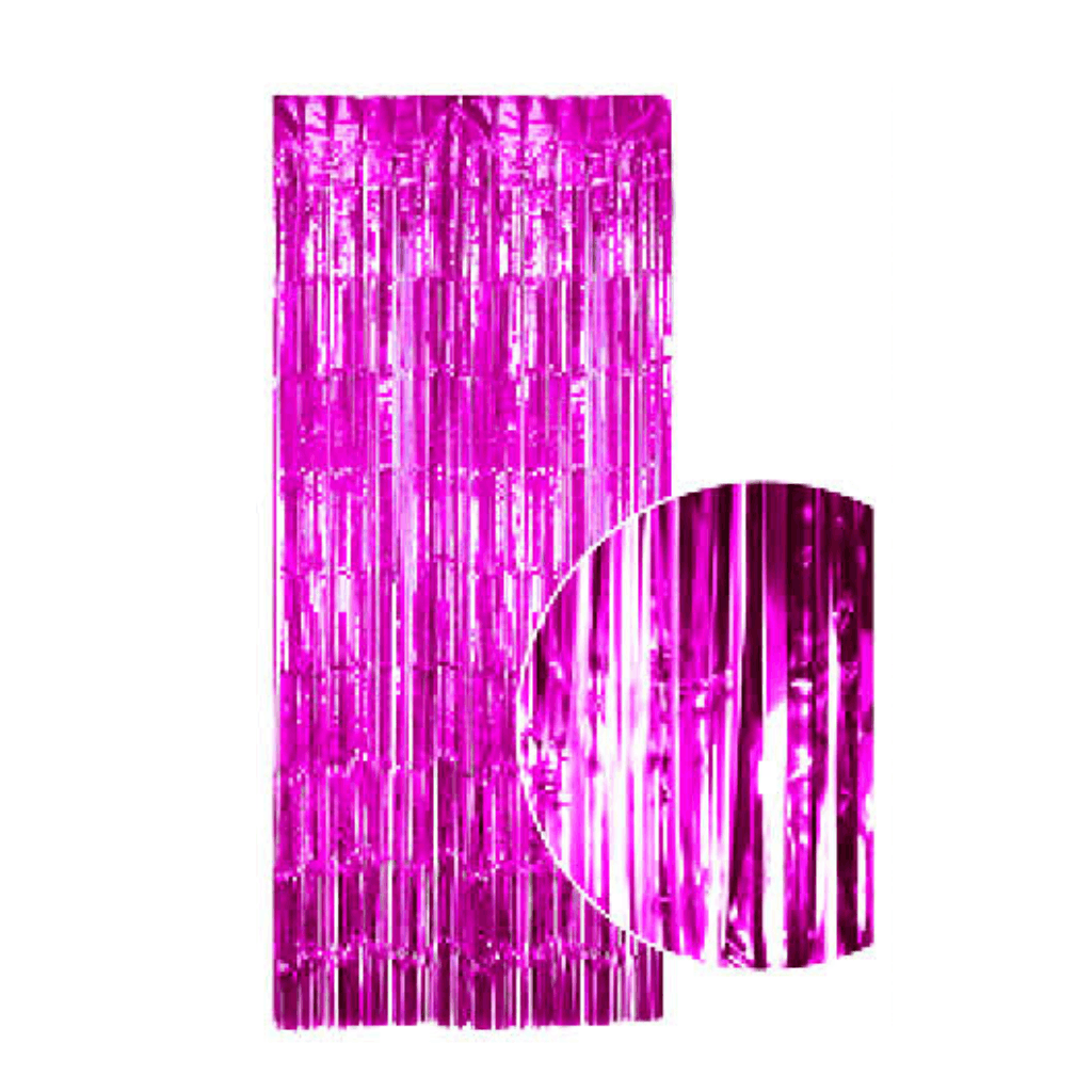 Metallic Tinsel Shimmer Curtain - Hot Pink