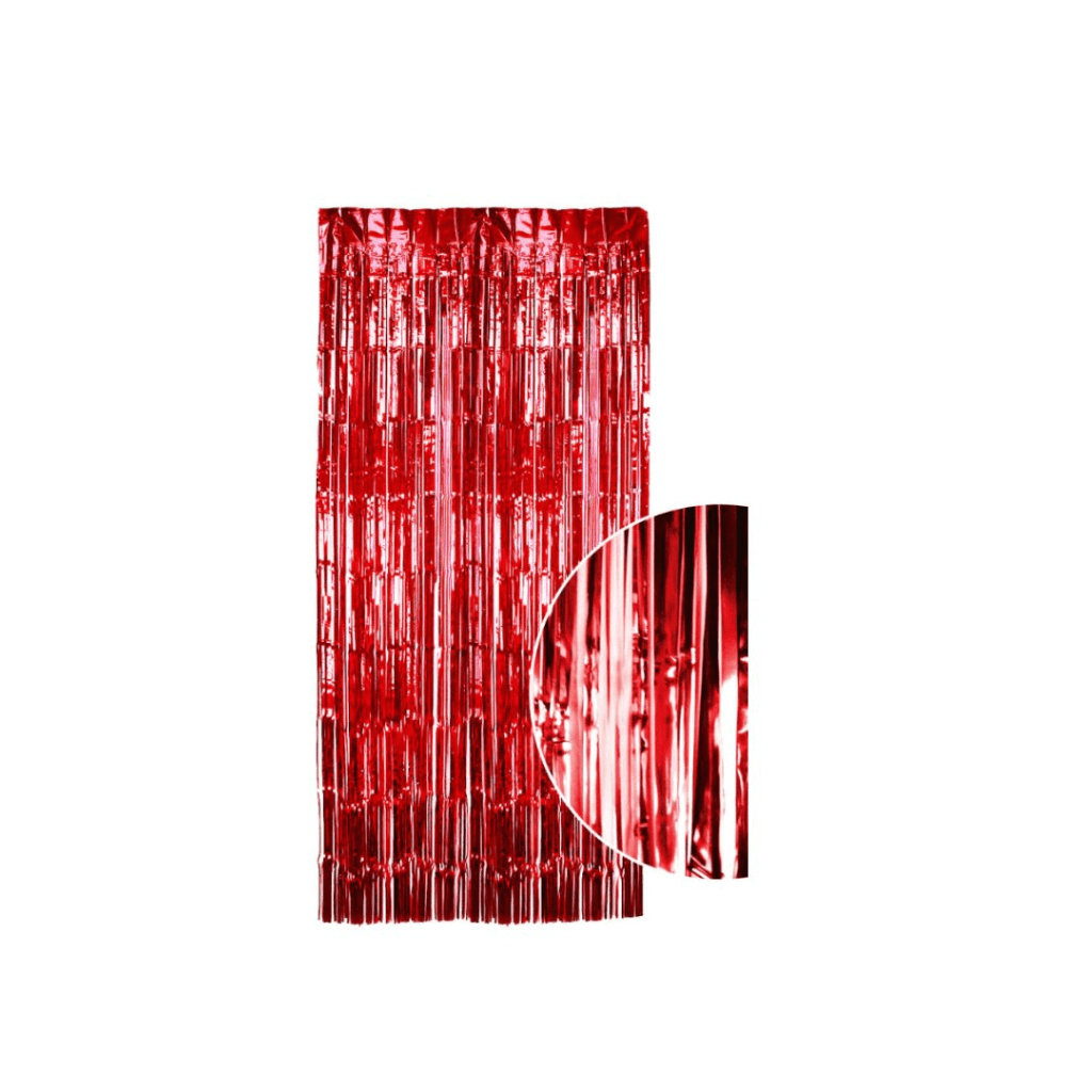 Metallic Tinsel Shimmer Curtain Red
