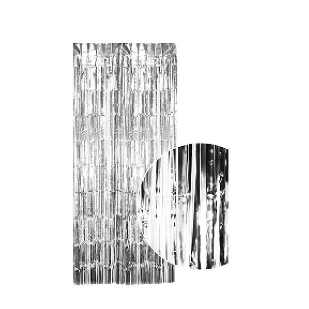 Metallic Tinsel Shimmer Curtain - Silver