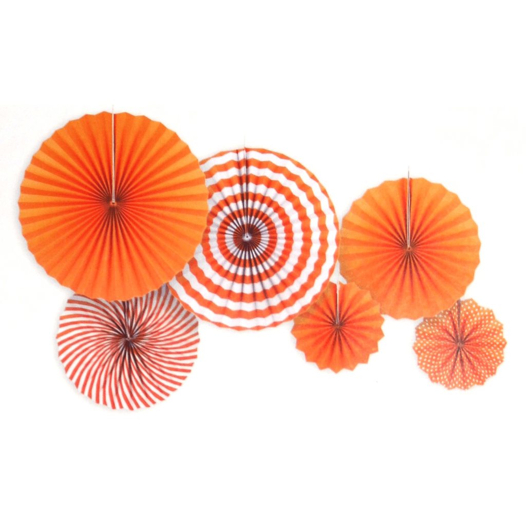 Orange Decoration Fans Stripe 6 Pieces