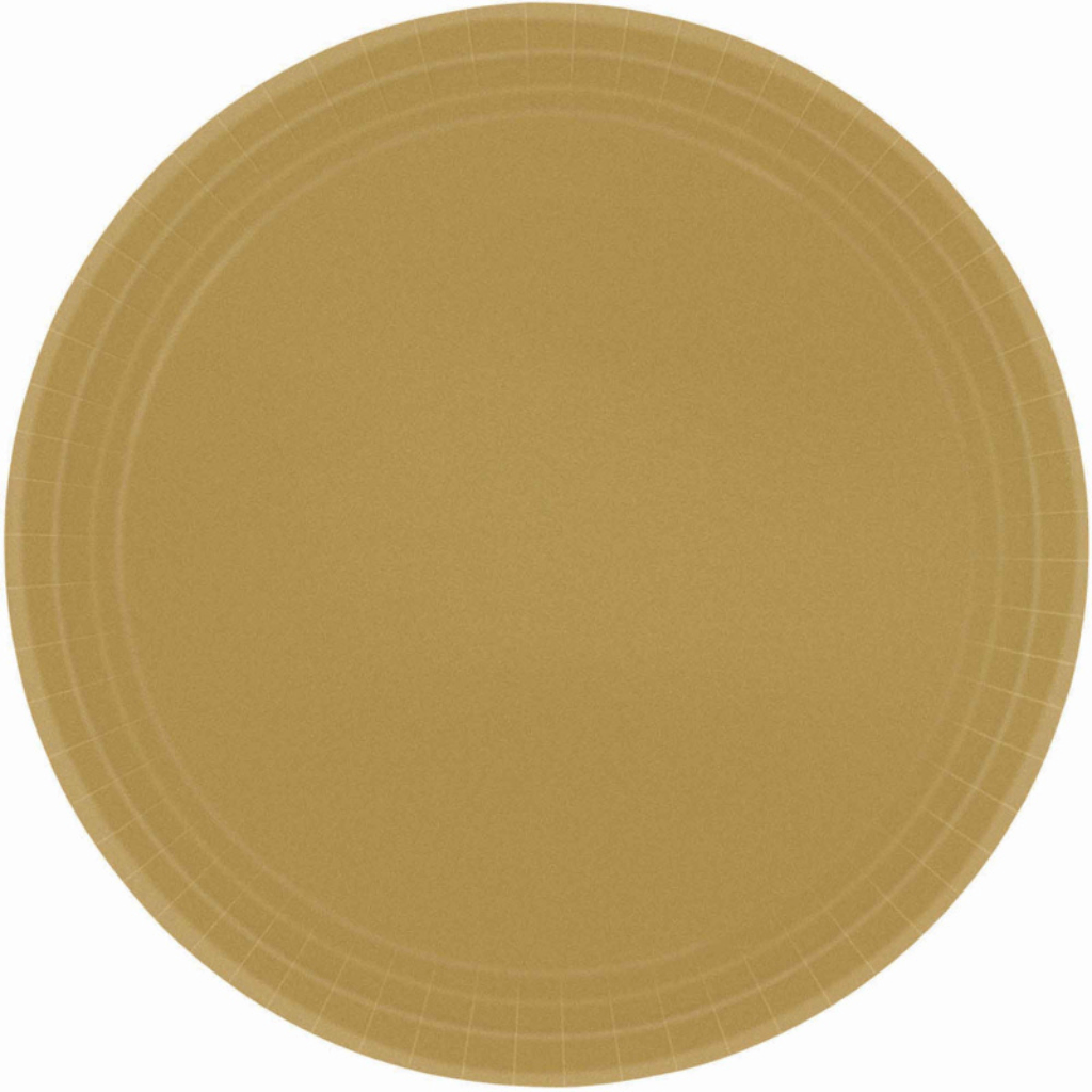 Paper Plates 23cm Round Gold Pack Of 20
