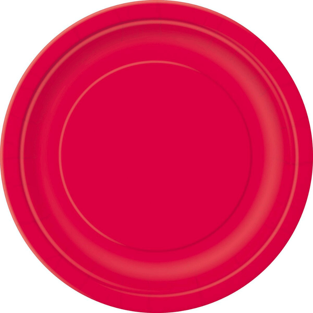 Paper Plates 23cm Round Ruby Red 8 Pack