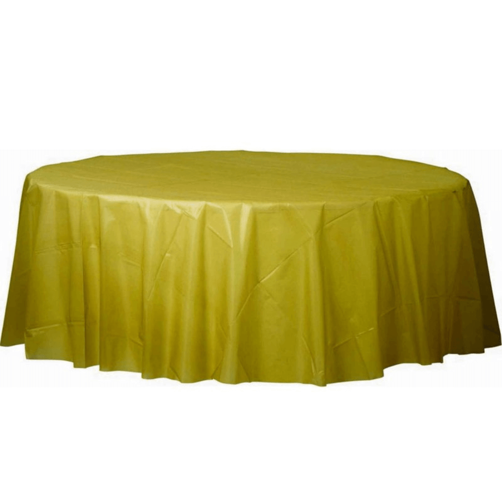 Plastic Round Tablecover Gold Sparkle