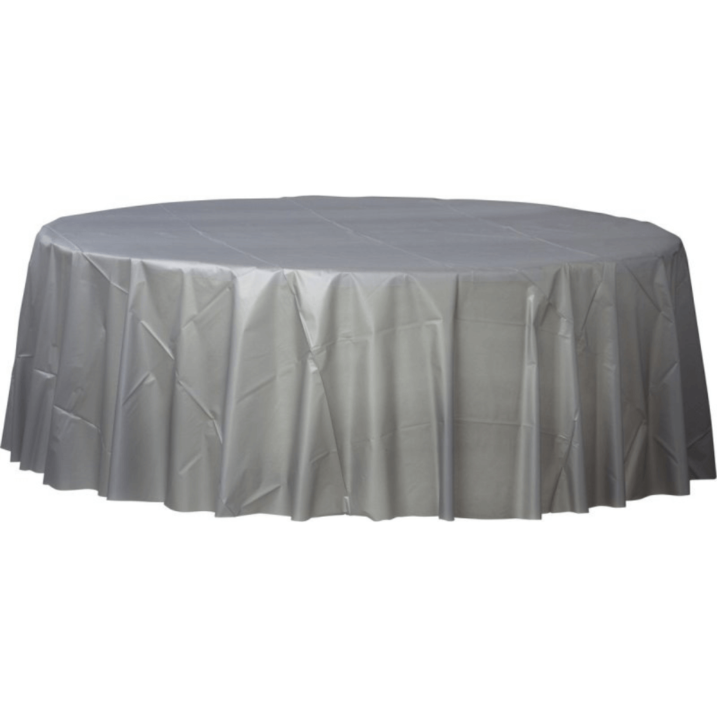 Plastic Round Tablecover Silver
