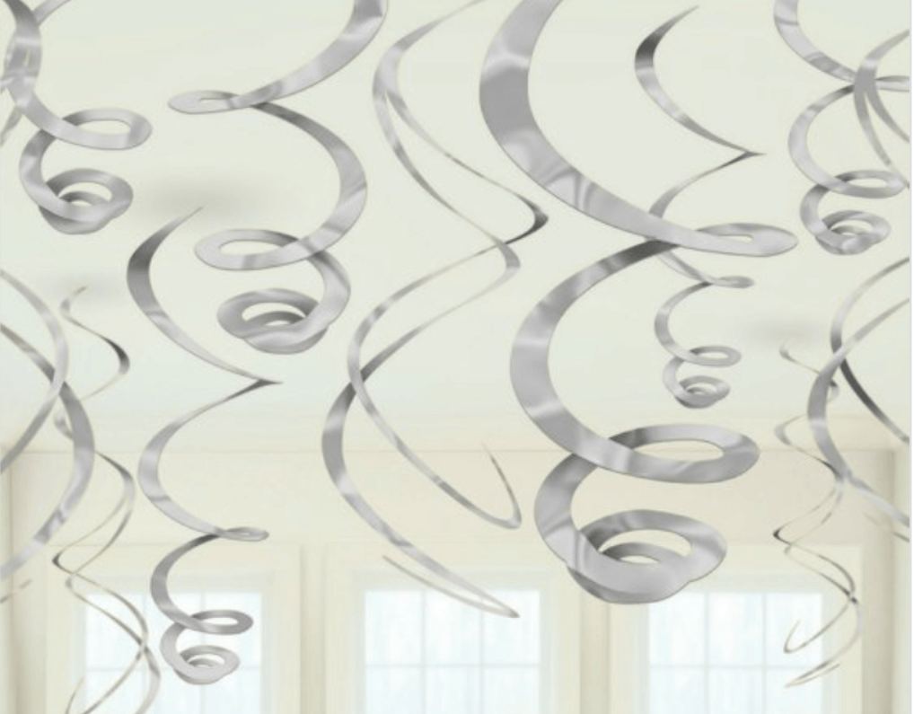 Plastic Swirl Decorations - Silver