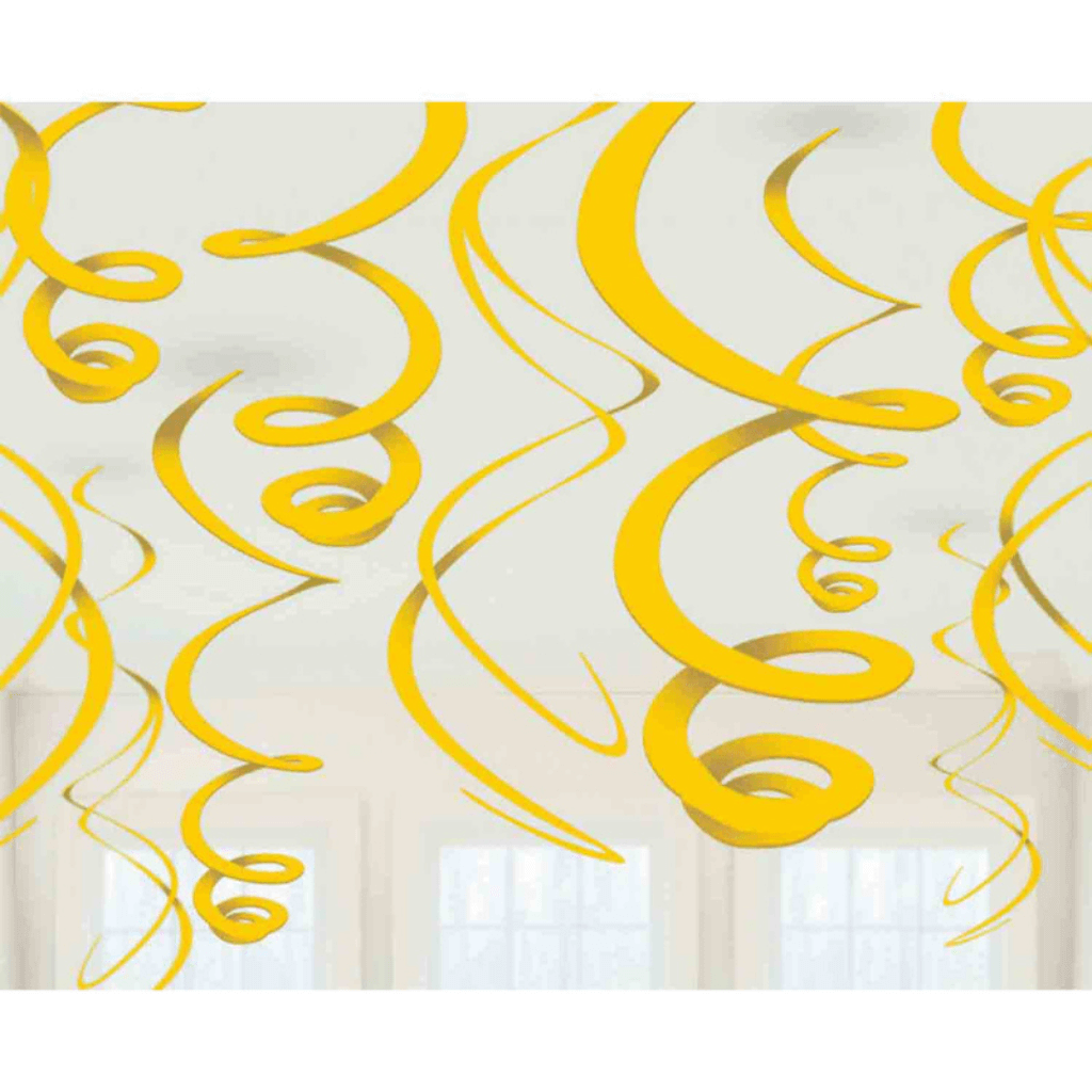 Plastic Swirl Decorations Yellow