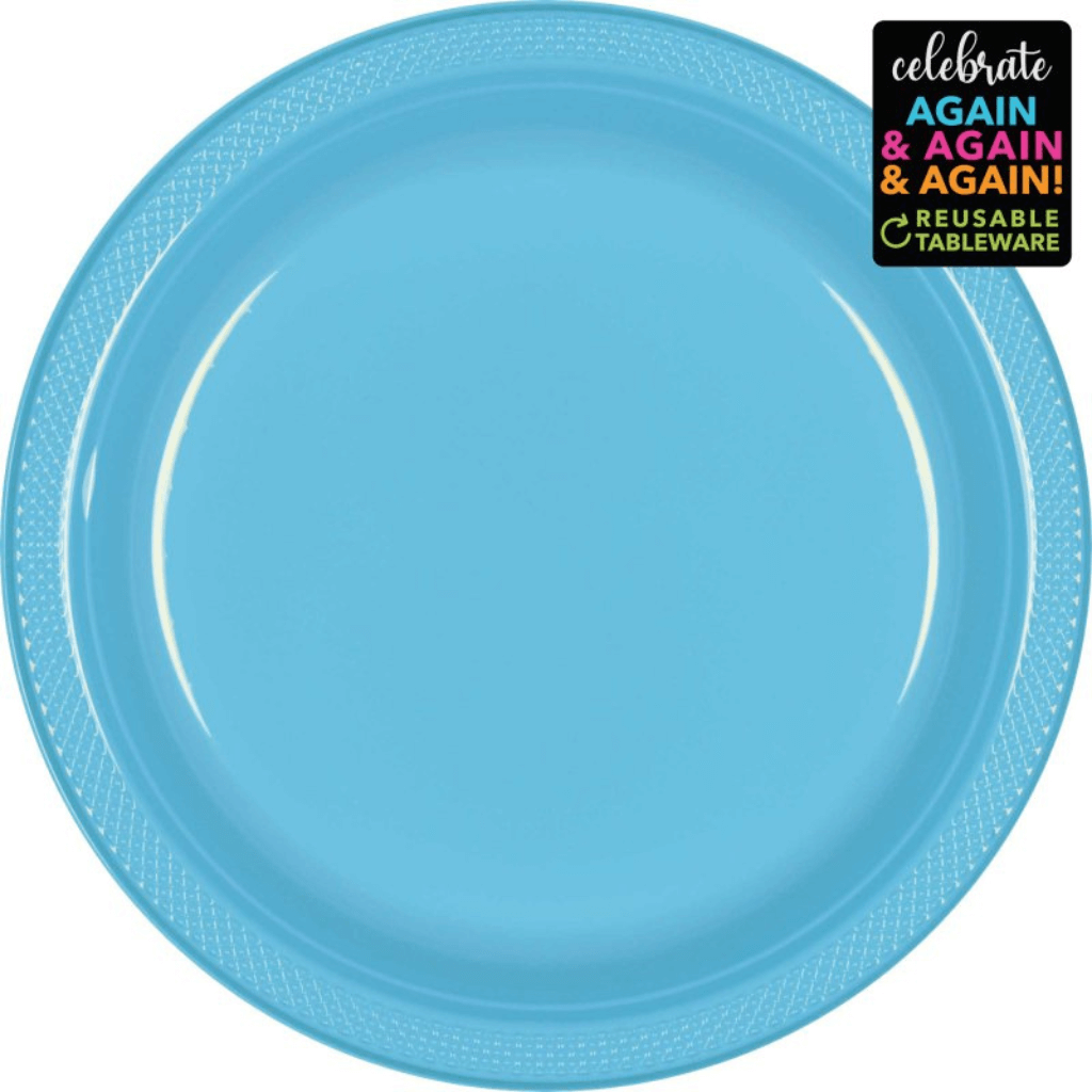Premium Plastic Plates 17cm 20 Pack Caribbean Blue