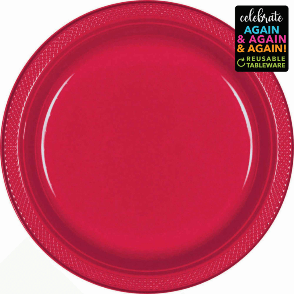Premium Plastic Plates 17cm 20 Pack Apple Red