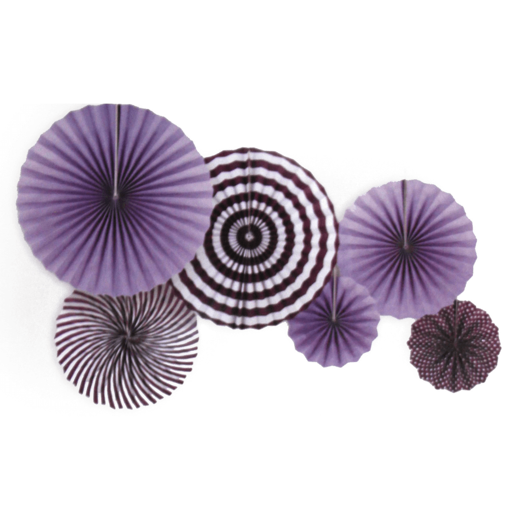 Purple Decoration Fans Stripe 6 Pieces