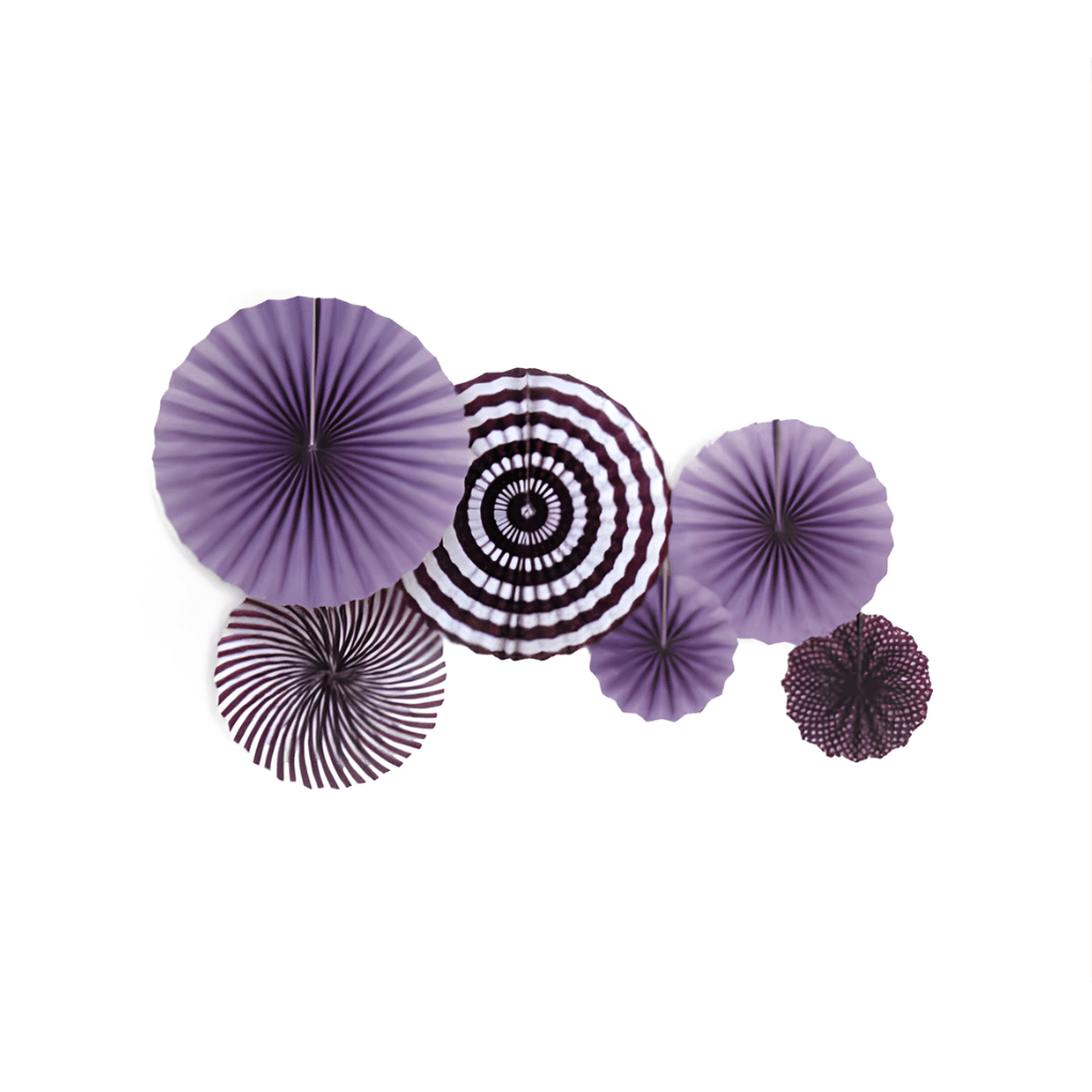 Purple Decoration Fans Stripe 6 Pieces