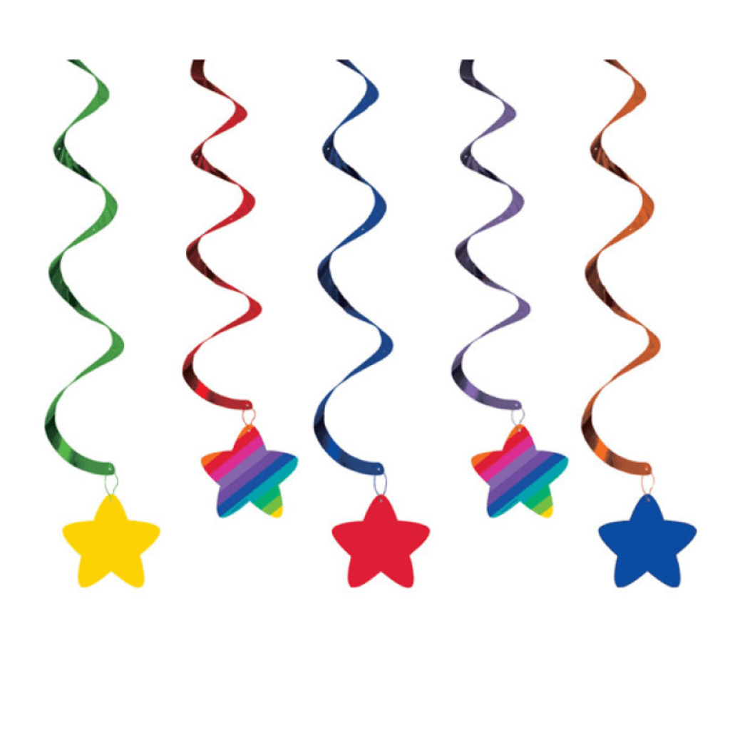 Rainbow &amp; Stars Dizzy Danglers Hanging Swirls