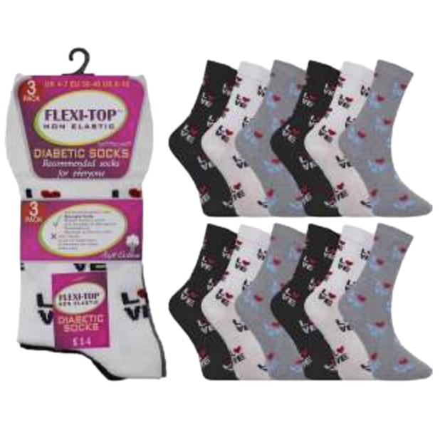 Flexi-Top Ladies Loose Top Socks - Pack of 3