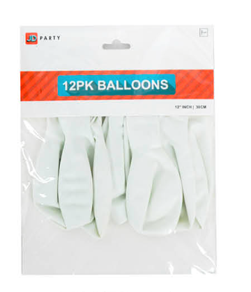Balloons White Pack Of 12