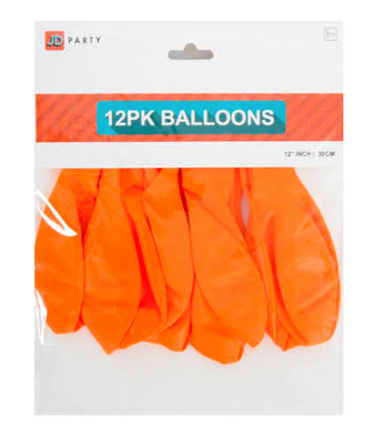 Balloons Orange Pack of 12
