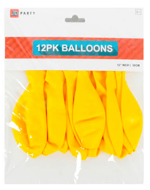 Balloons Yellow Pack Of 12