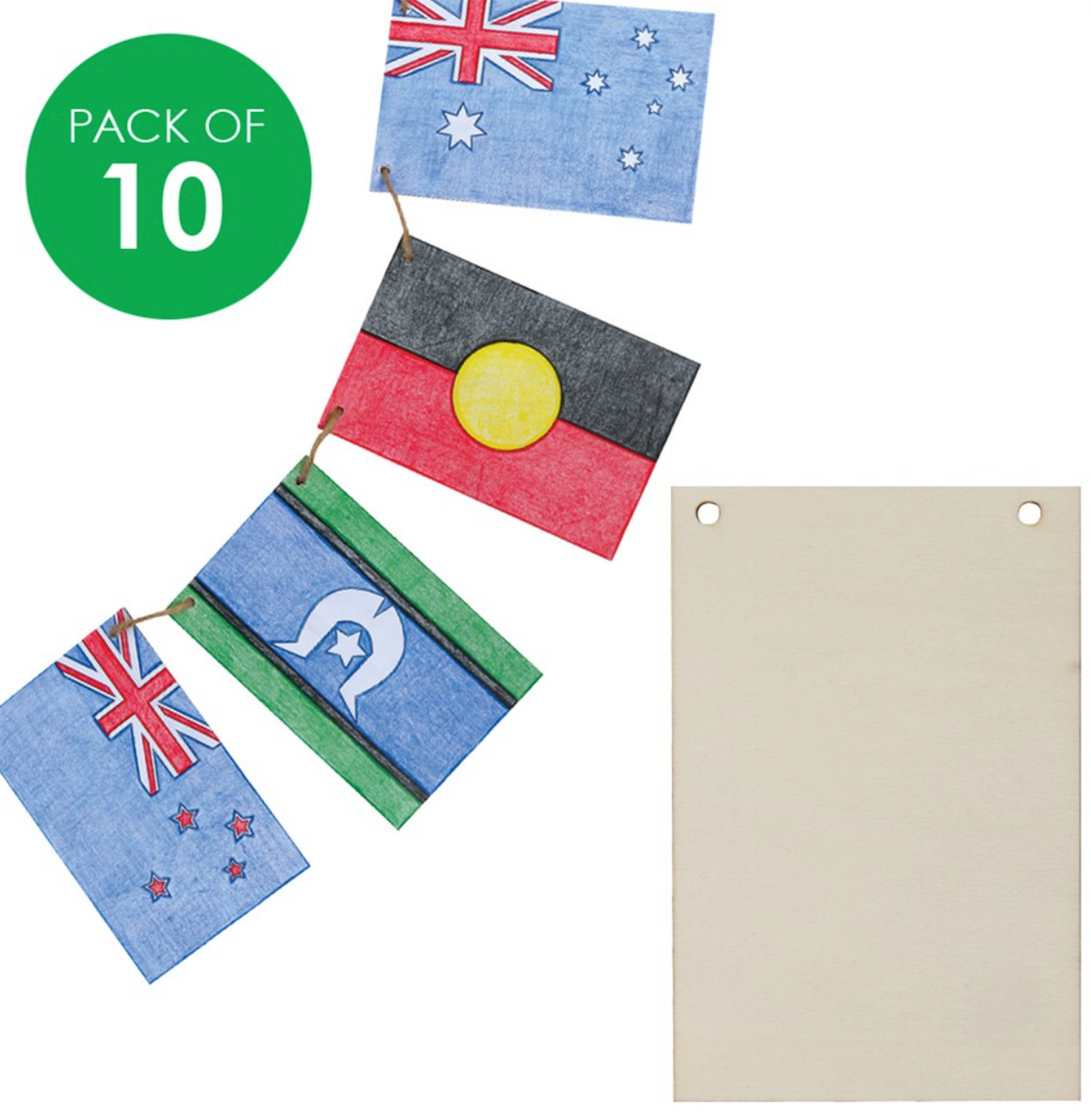 Wooden Bunting Flags Pack of 10