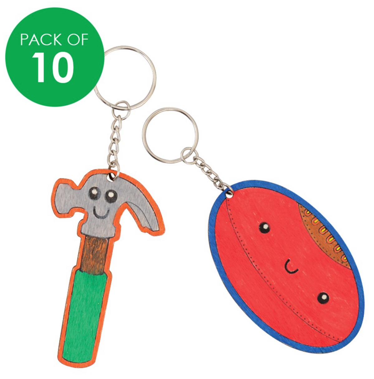 Printed Wooden Keyrings Fathers Day Pack of 10