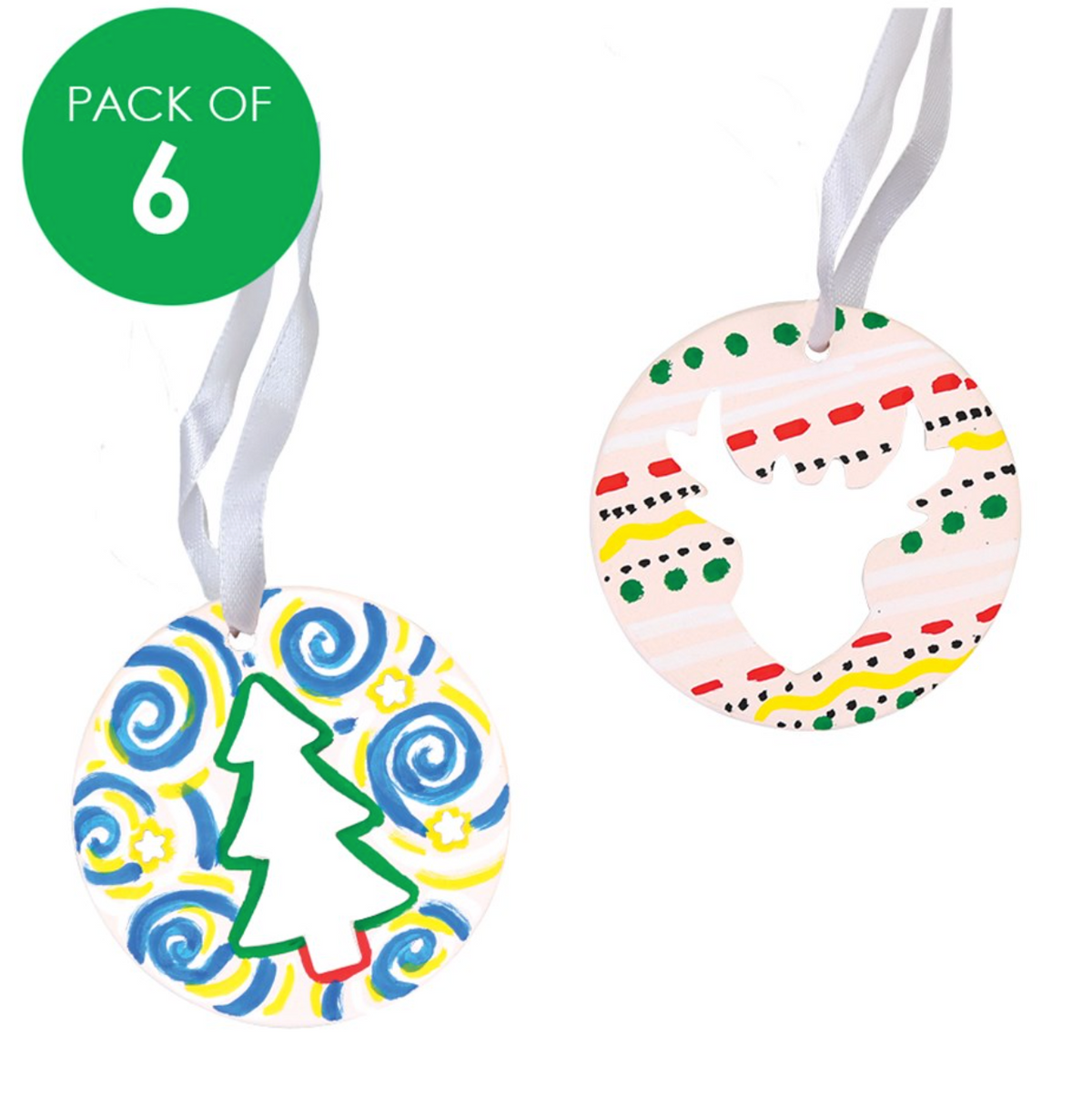 Ceramic Christmas Ornaments Pack of 6