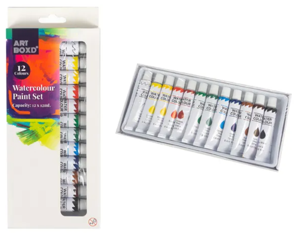 12ml Watercolour Paint Tube Pack of 12