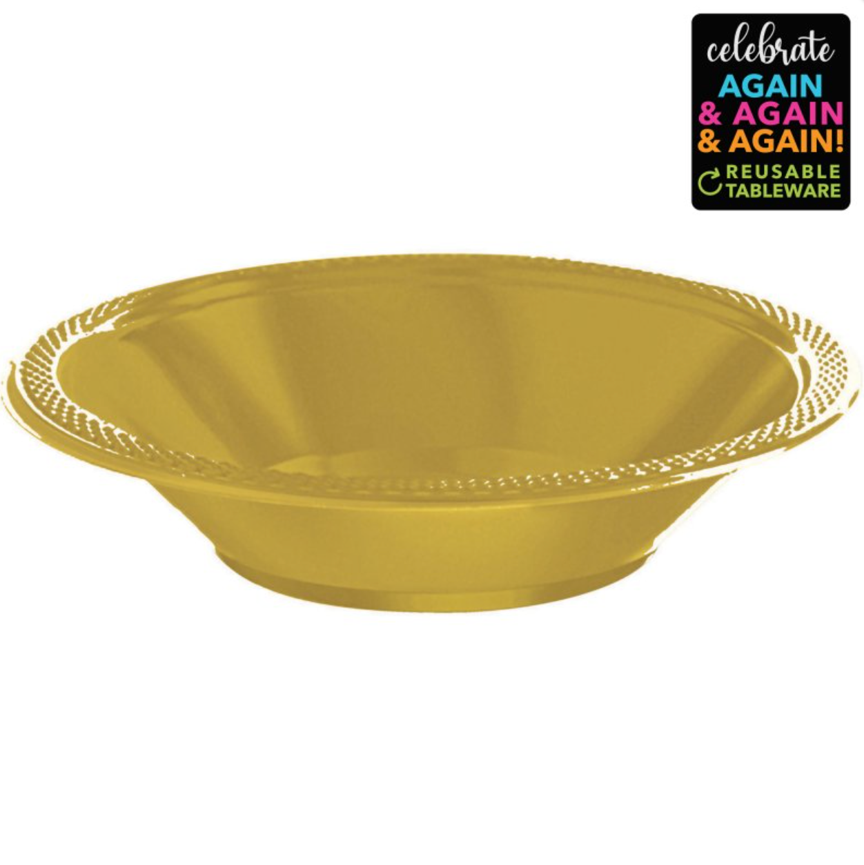 Premium Plastic Bowls 355ml 20 Pack Gold