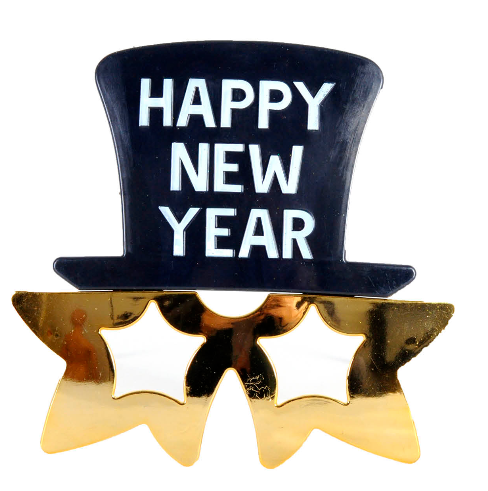 Party Glasses Happy New Year Top Hat Star