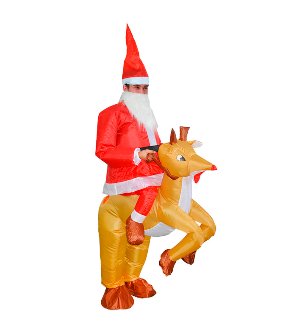 Adult Inflatable Santa on a Reindeer Costume