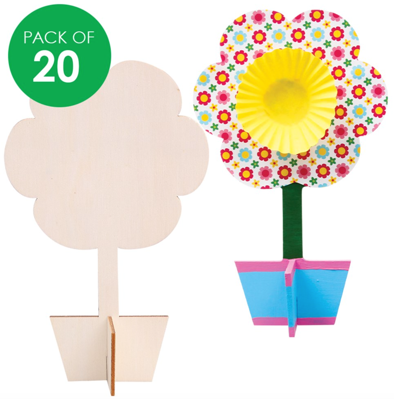 3D Wooden Flowers Pack of 20